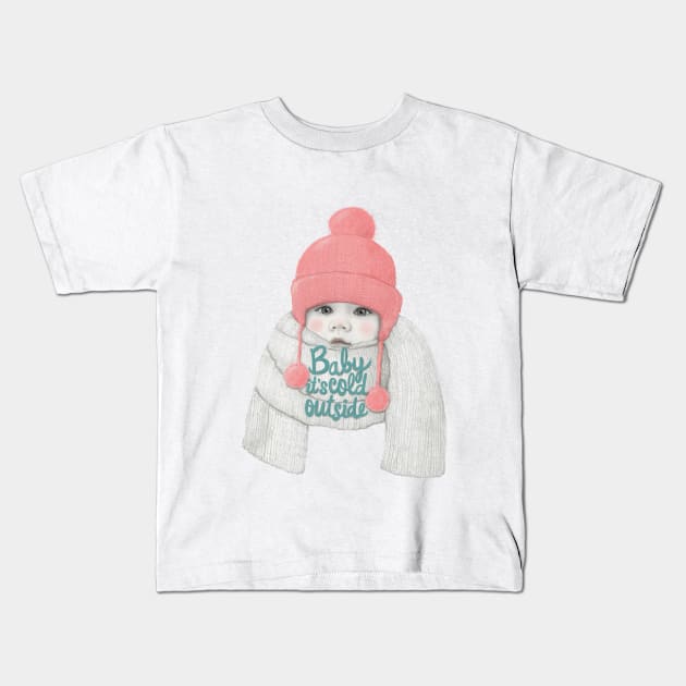 Baby It's Cold Outside Kids T-Shirt by LauraGraves